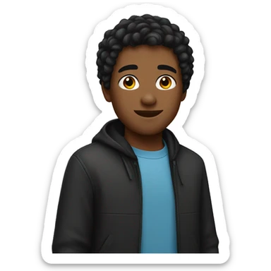 Man teenager with middle part hair shot black sticker