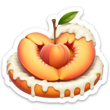 White cream drenched on a peach on a black couch sticker
