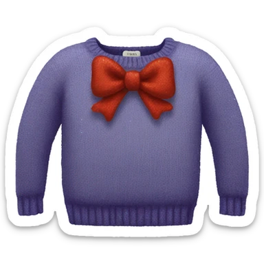 Knit sweater with bow glitter design sticker