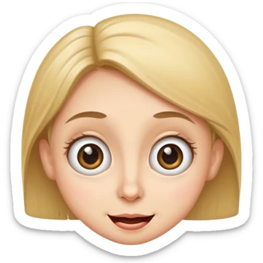 Funny caricature style cartoon, big eyes, happy face sticker