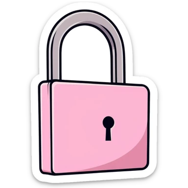 Pink heart and lock sticker