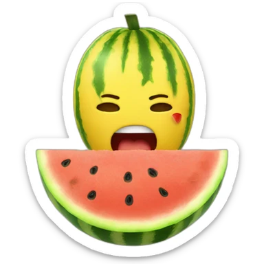 YELLOW emoji eating watermelon sticker
