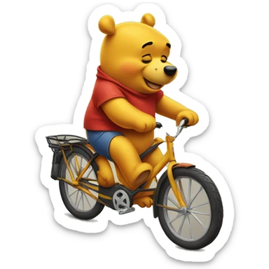 Pooh riding a bike sticker