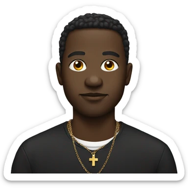 Black male portrait with cross necklace sticker