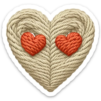 Vintage pattern, Knitted textured, neutral colored heart  sticker