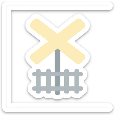 railway crossing sign, flat color, simple and minimal, no text sticker
