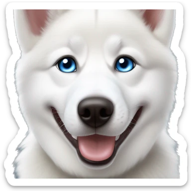 White Siberian husky smile  blue eyes funny sticker