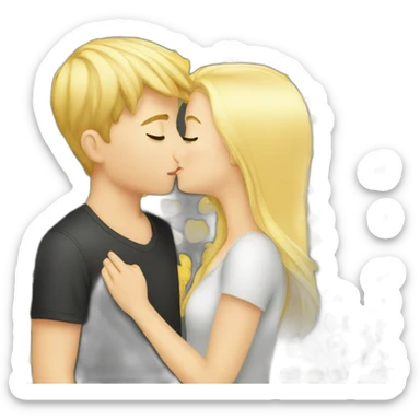 Blond boy kissing a blonde girl sticker
