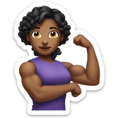 Athletic black haired girl show biceps sticker