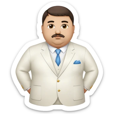Fat Armenian oligarch with bowlcut wearing white suit sticker