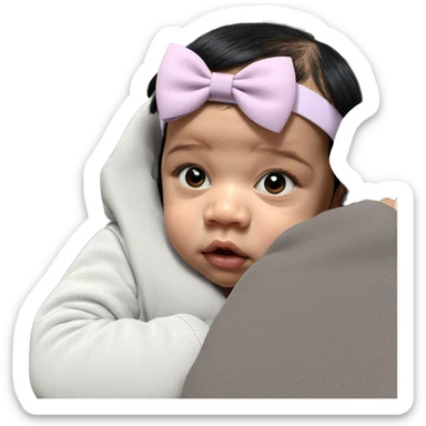 girl with black hair bow sticker