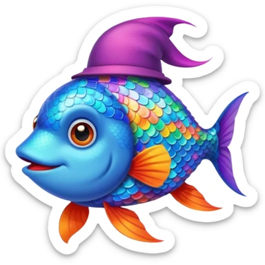 poisson avec chapeau sticker