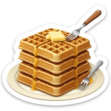stack of waffles with fork and knife sticker