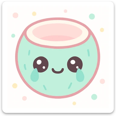 crying coconut, cute kawaii cartoon style sticker