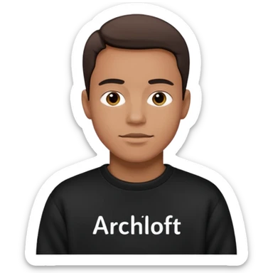 A man in a black sweatshirt with Archiloft written on it sticker