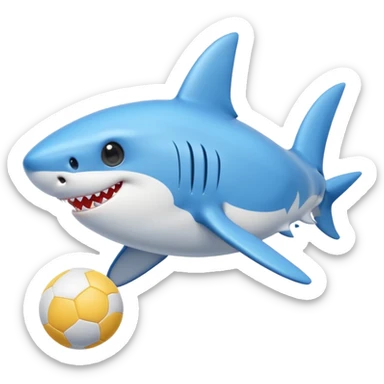 mały słodki shark z piłkom sticker