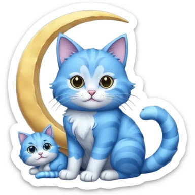 Blue cat holding a moon 🌙🐱 sticker