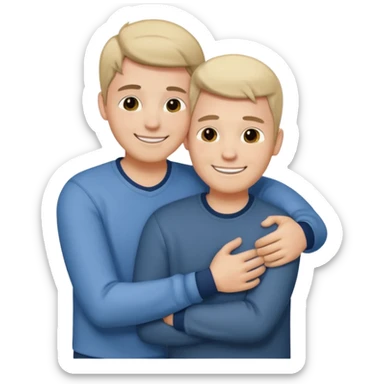 Two males hugging for comfort sticker