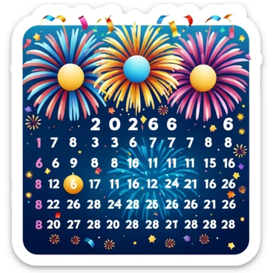 2026 new year calendar sticker