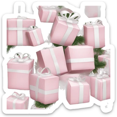 Light pink Christmas gifts under a white Christmas tree  sticker