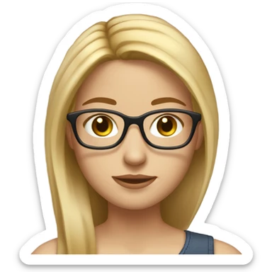 “Create an emoji of a girl with fair skin, blonde highlights, slightly wavy (almost straight) hair, round glasses, and brown eyes. She should look friendly and modern, with detailed features that showcase her unique personality.” sticker
