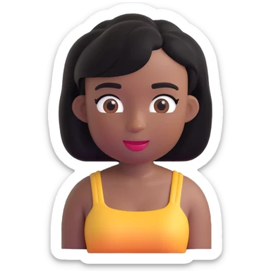 black girl memoji, black hair, tube top, 3D emoji style sticker