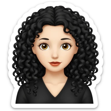 mujer blanca con cabello largo rizado negro sticker