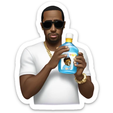p diddy holding baby oil sticker