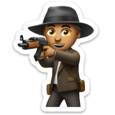 Very fried man shooting fake ak 47 sticker