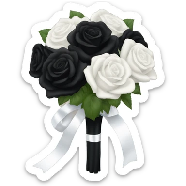 huge bouquet of black roses with white ribbon sticker