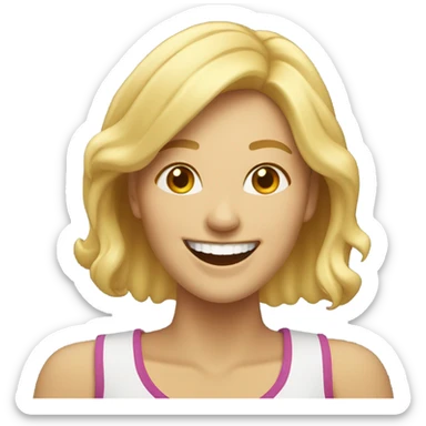 Blonde woman laughing  sticker