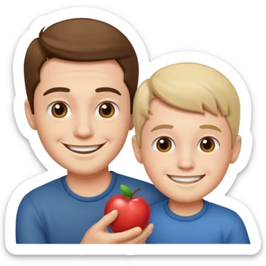 Uncle and nephew playing sticker