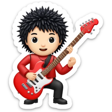 playing red electric guitar cute black sea urchin sticker