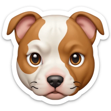 white pitbull face, brown patch over left eye sticker