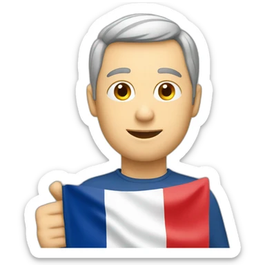 French man holding a French flag sticker