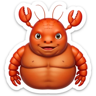 fat British person on holiday with a bright red sunburn all over his body, like a lobster or tomato sticker