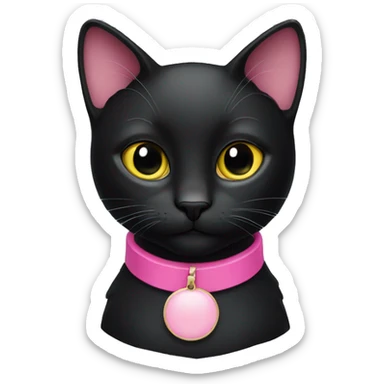 black cat with pink collar sticker