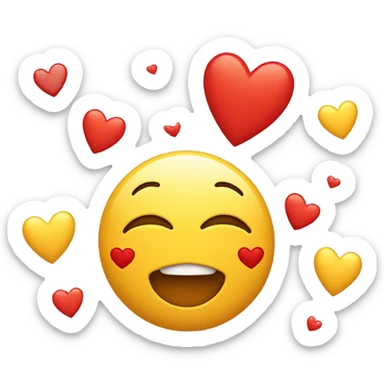 Regular yellow Emoji in love looking , blushing and red little hearts on the air sticker