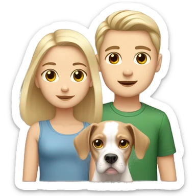 blondy girl with brown hair boy with light beagle and gray sphynx sticker