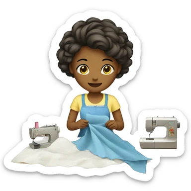 girl sewing  sticker