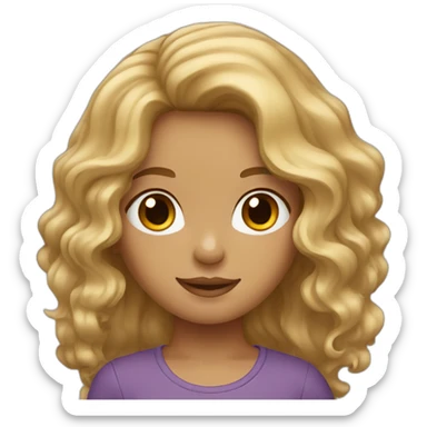 girl with wavy brown hair and blond strands sticker
