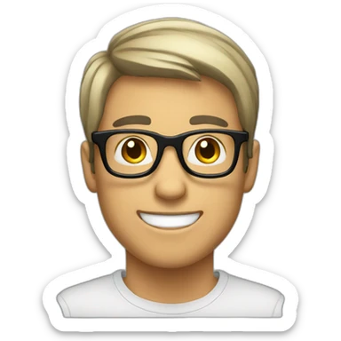 Happy-guy-with-black-hair-and-black-glasses sticker
