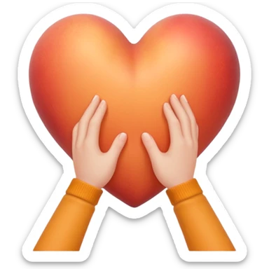 Heart hands over peach emoji sticker