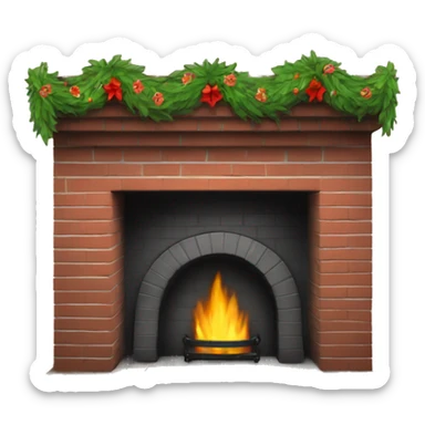 Brick Fireplace with wreath  sticker