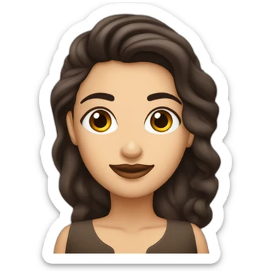 Una mujer blanca ondulada con ojos café cabello café con un hombre peli negro con cejas gruesas y peinado sticker