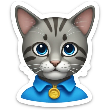 Gato con lazo azul  sticker