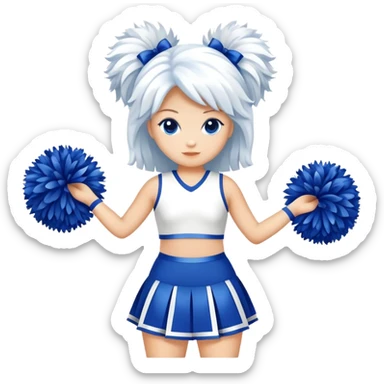 blue and white cheerleader poms sticker