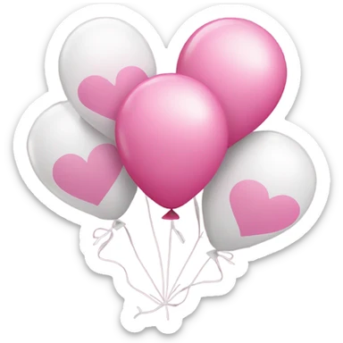 Corazón rosa y globos blancos sticker