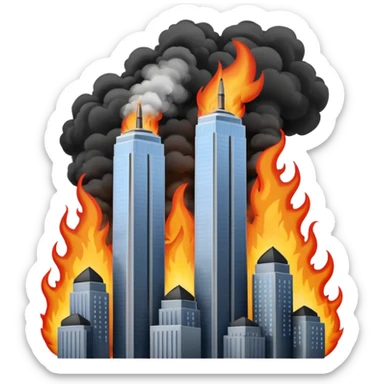twin towers on fire sticker