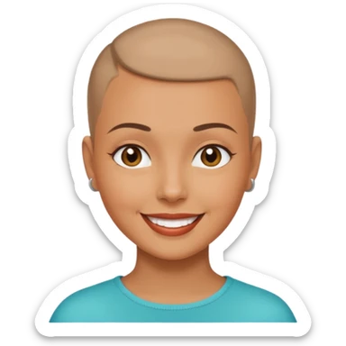 women ios emoji buzz cut sticker